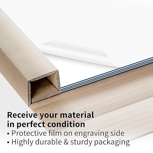 Trotec TroLase | 12"x20"x1/16", 4 Pcs | White/Blue | 2 Ply | Modified Acrylic | Laser Engraving Double Color Plastic Sheet | Engraving Blanks for Laser, Saw, Guillotine | Made in USA