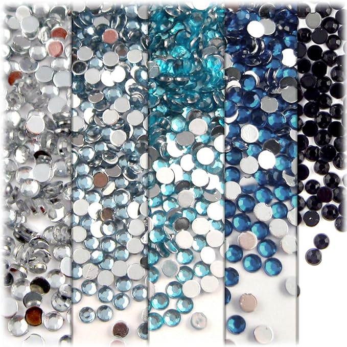 The Crafts Outlet 5-PK Set (7,200-Piece), Round 3mm Rhinestones, Flatback, Green Tones