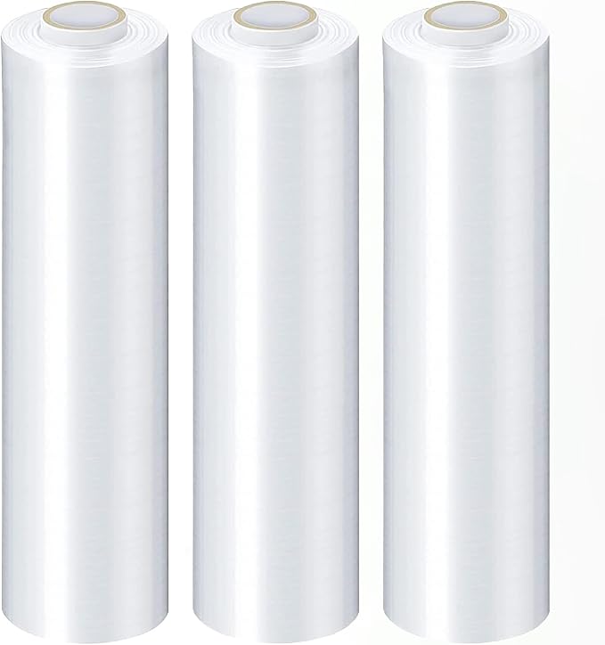 PSBM Stretch Wrap, 4 Pack, 17 Inch x 1476 Feet, 83 Gauge, Clear Plastic Cling, Cast Hand Stretch Film Rolls for Packaging Moving Packing Pallets