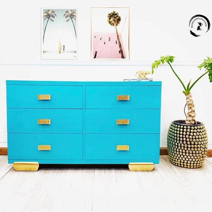 Dixie Belle Paint Company Chalk Finish Furniture Paint - Pure Ocean (32oz) - Matte Bright Teal Chic Chalk Mineral DIY Furniture Paint