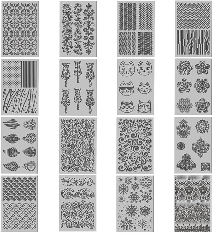 CHGCRAFT 16 Sheets Artistic Mandala Clay Texture Mat Baroque Pattern Polymer Clay Texture Sheets DIY Tools for Pottery Earring Jewelry Making Stamp Engraving Machines, 4x2.6inch