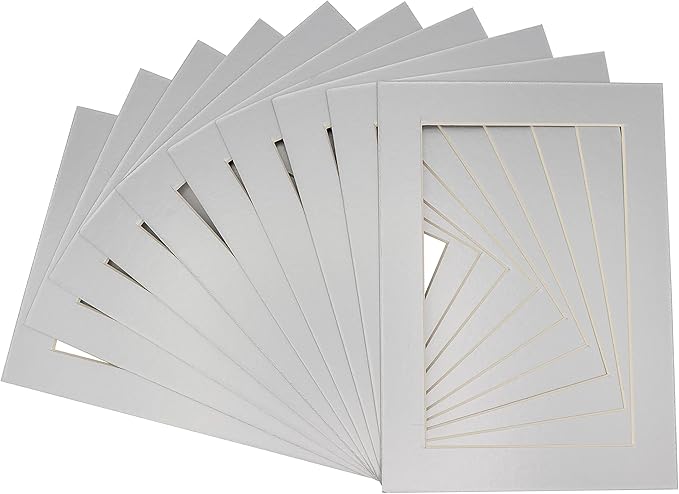 5x7 Mat for 8.5x11 Frame - Precut Mat Board Acid-Free Metallic Silver 5x7 Photo Matte For a 8.5x11 Picture Frame, Premium Matboard for Family Photos, Show Kits, Art, Picture Framing, Pack of 100 Mats