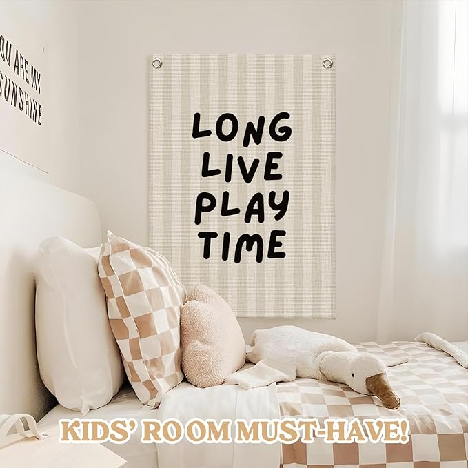 Toddler Boy Room Decor,Long Live Playtime Canvas Banner，Boy Nursery Decor Wall Hanging Banner Flag for Toddler Kids Room Nursery Playroom Bedroom 18x25 Inch