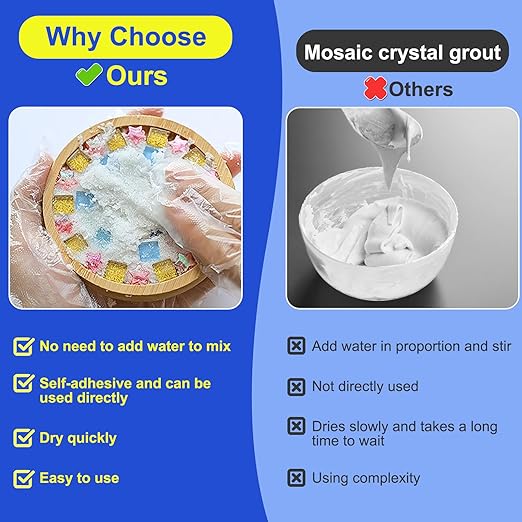 Mosaic Crystal Grout, Mosaic Crystal Sealant, Tile Grout for Crafts, Handmade Grouting, DIY Craft Projects Accessories, Direct caulking, Mosaics Tile Tools for All Tiles, Surfaces (Translucent, 7oz)
