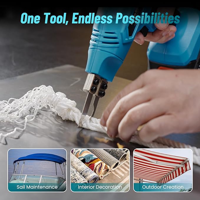 SEESII Cordless Foam Cutter: Electric Hot Knife Kit with 2×2000mAh Batteries,120W Power (Max 842°F) Air-Cooled Styrofoam Cutting Tool with 4 Blades for Rope,Fabric,EPP,EPS, XPS,EPE,PU,KT Board