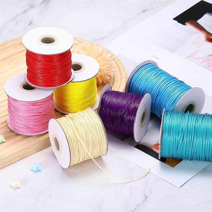 MECCANIXITY Waxed Cord 1.5mm Waxed Thread 87 Yard Wax String Leather Cord for Bracelet Making, Necklaces, Beading, Jewelry Making and DIY Crafts(Pink)