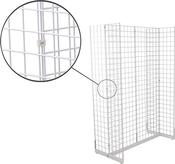 Gridwall Joining Clip Connectors for Grid Panels, Powder-Coated or Chrome Plated Steel (Quantity 10) (10, White)