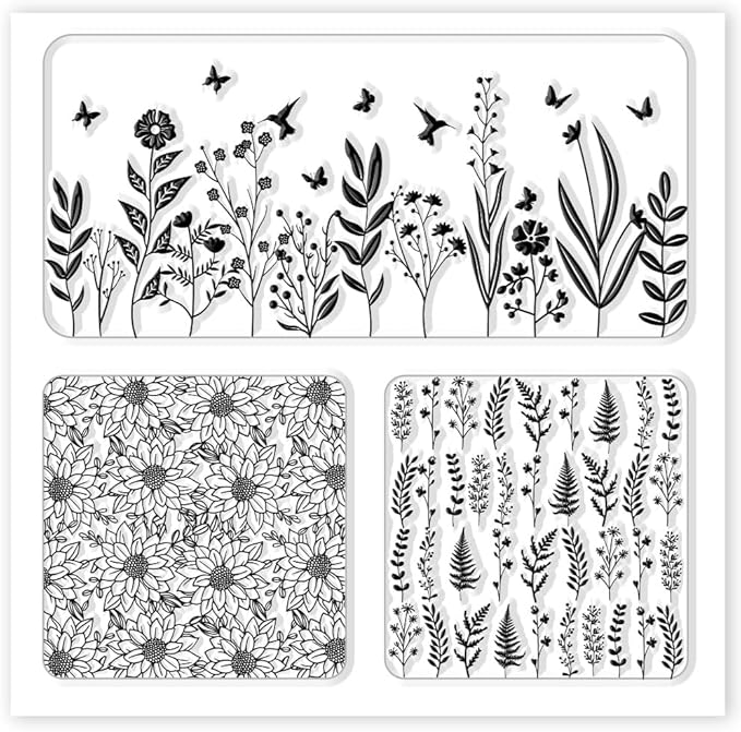 CHGCRAFT Polymer Clay Texture Sheet Leaves and Flowers Clay Texture Mat Floral Polymer Mats Earrings Tools for Jewelry Making DIY Crafts, 5.5x5.5inch