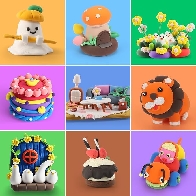 Air Dry Clay for Kids, 78 Colors Modeling Magic Clay, Safe & Non-Toxic, DIY Model School Arts & Crafts Kit with Tools, Home Party Favors, Birthday & Christmas Toys Gift for Boys & Girls