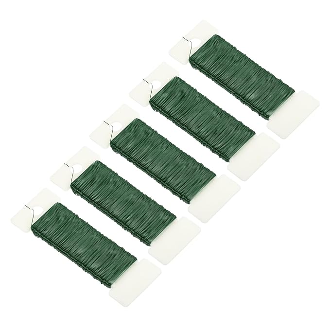MECCANIXITY 190 Yards/575 Feet 27 Gauge Metal Floral Wire Green Flexible Paddle Thin Floral Wires for Craft, Christmas Wreath, Flower Arrangement, Wedding, Total 5 Roll