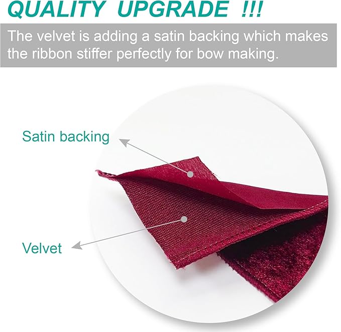 Wine (Burgundy) Velvet Ribbon 2.5 Inch x 10 Yards for Christmas Tree Topper Home Decoration Wreath Gift Wrapping DIY Craft