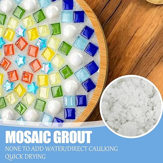 Mosaic Crystal Grout, Mosaics Tile Tools, Mosaic Tile Accessories – Essential for Handmade Grouting and Perfect for DIY Craft Projects (White, 17.6oz)