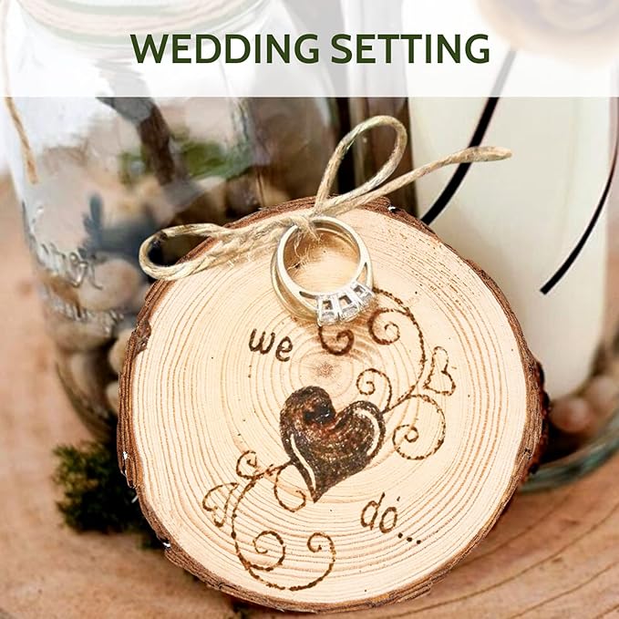 Falling in Art 3.1-4 Inches Natural Wood Slices Set for Crafts - 25Pcs Round Wood Discs with Pre-drilled Hole for DIY Projects, Christmas Ornaments and Wedding Decoration