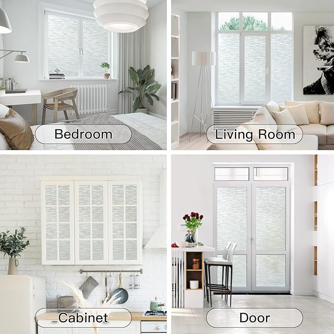 Haton Window Privacy Film, Frosted Glass Static Cling Sun Heat Blocking Window Clings, Frosting Opaque Coverings, Vinyl Removable Stickers Tint for Home Door Office, Non Adhesive 23.6" x 78.7"