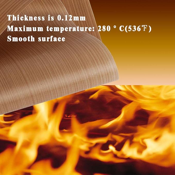3 Pack PTFE Teflon Sheet 12 x 16" and 3 Rolls 10mm X 33m Heat Resistant Sublimation Thermal Tape for Heat Press Transfer,Non Stick Paper Reusable Craft Mat,Protects Iron,for Machines