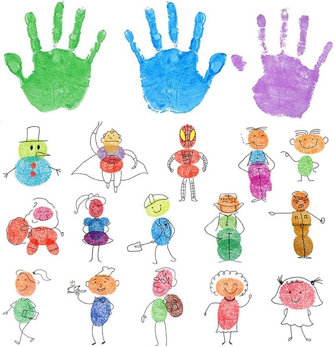 Myboree Washable Large Ink Pads for Kids Crafts Projects Rubber Stamps 12 Colors