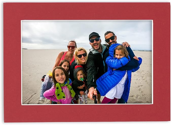 5x7 Mat for 8.5x11 Frame - Precut Mat Board Acid-Free Deep Red 5x7 Photo Matte Made to Fit a 8.5x11 Picture Frame, Premium Matboard for Family Photos, Show Kits, Art, Picture Framing, Pack of 100 Mats