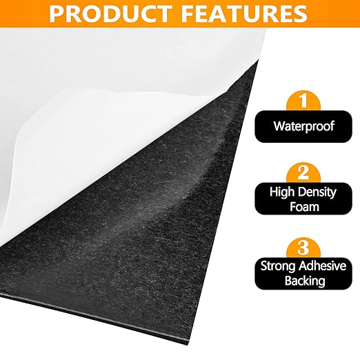 Sponge Neoprene Foam Rubber Sheet with Adhesive, 12 in x 60 in x 1/16 in Multi-Function Soundproof High Density Waterproof Rubber Mat, Perfect Cosplay Easy Cut DIY Neoprene Padding Roll - Black