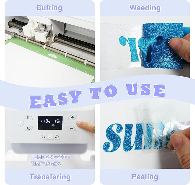 PU Heat Transfer Vinyl Bundle, 14 Assorted Color Sheets 12"x10" – Soft & Stretchable Iron-On Vinyl, Easy to Cut & Weed, Compatible with Cricut – Perfect for DIY Summer Gifts & Parent-Child Crafts