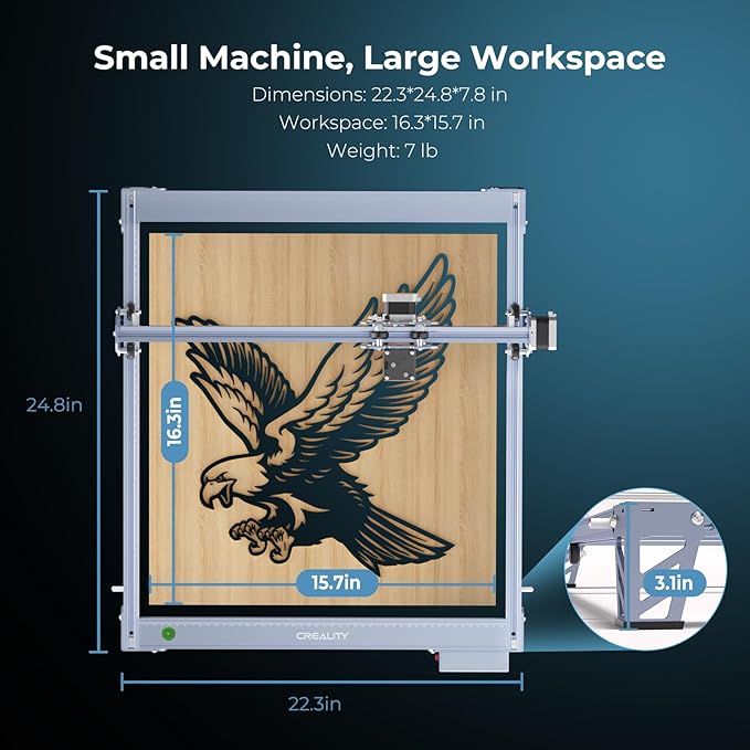 Creality Falcon 10W Laser Engraver Machine, 0.06mm High Precision Laser Engraving Machine 72W Laser Cutter and Engraver Machine for Wood Metal Acrylic Leather, 15.7"×16.3" Workspace