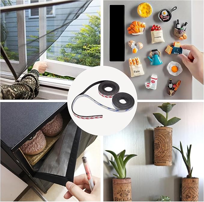 2 Rolls Magnetic Tapes, Flexible Magnet Strips with 3M Adhesive Backing, 10 Feet x 0.5"W Each Roll for DIY, Crafting, and Organizational Projects.