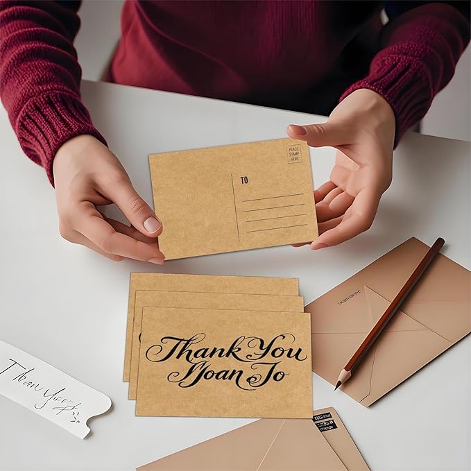 Kraft 4x6 Blank Postcards for Mailing, Brown Cardstock Paper, Thick Cardstock, Ideal for Greeting Cards, Thank You, Invitations & DIY Projects