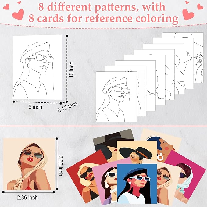 Cholemy 36 Pcs Paint and Sip Kit for Adults 8''x10'' Pre Drawn Canvas for Painting DIY Afro Acrylic Painting Kit Wood Easel Brushes Date Night Bulk for Christmas Party Gifts(Modern Woman)