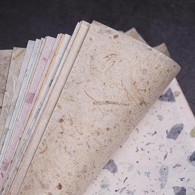 Natural Banana bark,leavse etc., 6 x 6 Inches Square Origami Paper Arts Folding Craft, Decoration Paper, Painting Square Folding Paper for DIY Crafts, 50 Sheets (Mixed Leaves,Banana Bark, etc, 6"x6")