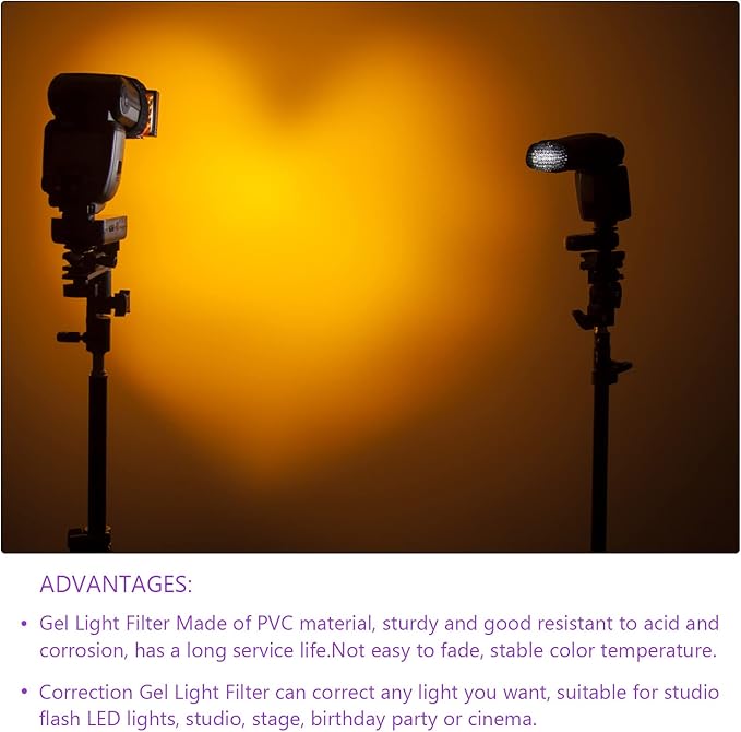 DMiotech 4Pcs Color Correction Gel Light Filter Overlay Transparent Plastic PVC Sheets Matte Translucent for Photo，Film,Video