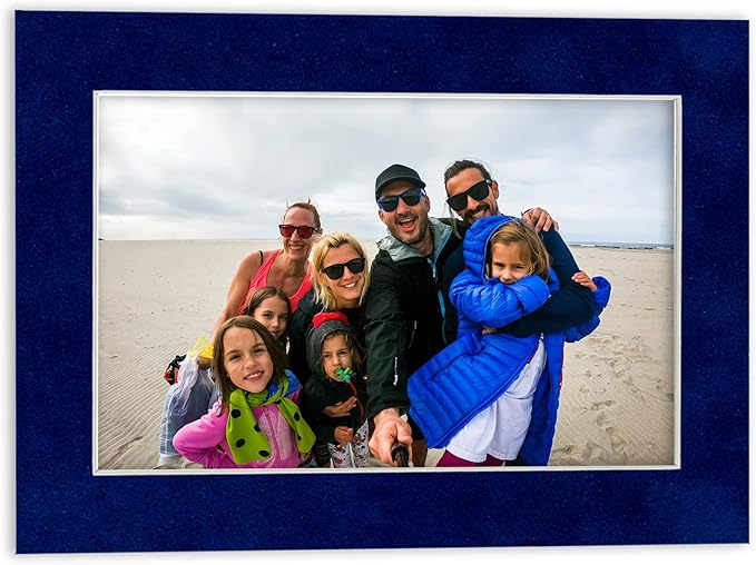 8x10 Mat Bevel Cut for 5x8 Photos - Acid Free Brooke Blue Suede Precut Matboard - For Pictures, Photos, Framing - 4-ply Thickness