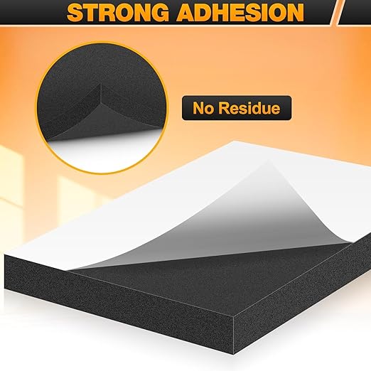 MYFAMIREA 22 PCS Adhesive Foam Padding Sheets Closed Cell Self Adhesive Sticky Foam Pads, 1/16" Thick 4'' x 4'' Neoprene Rubber Sheets Non-Slip Insulation Pads Vibration for Furniture Craft Car, Black