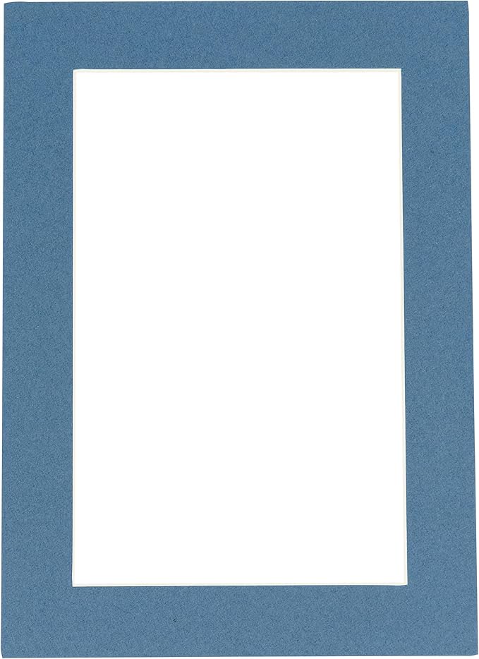 8x10 Mat Bevel Cut for 5.5x8.5 Photos - Acid Free Steel Blue Precut Matboard with Backing Board and Crystal Clear, Self Seal Photo Mat Bag - for Pictures, Photos, Framing - 4-ply Thickness