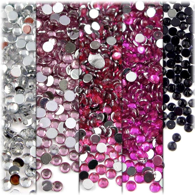 The Crafts Outlet 5-PK Set (7,200-Piece), Round 3mm Rhinestones, Flatback, Yellow Tones