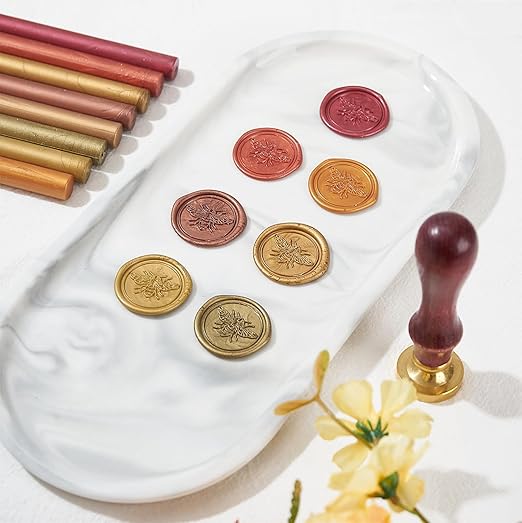 Red Gold Wax Seal Sticks, ONWINPOR 20pcs Waxs Sealing Sticks for 0.28'' Glue Gun, Waxing Seal Stamp, Wedding Invitations, Envelope, Christmas Gift Ideas (Red Gold)