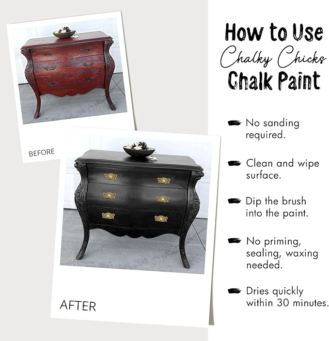 Chalky Chicks All-in-One Chalk Paint for Furniture or Cabinet - 32 Fl Oz - Matte Finish Pumpkin Pie Orange for Metal, Wood Furniture Paint - No Sanding All-in-One for Home Decor & Crafts, USA Made