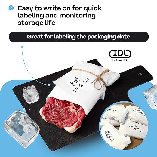 White Freezer Paper Roll 18" x 1800" (150 feet) with Cutter - USA-made Freezer Paper for Meat & Fish - Poly-Coated Food Wrapping Material for Freezing - Barrier Against Air & Moisture by IDL Packaging