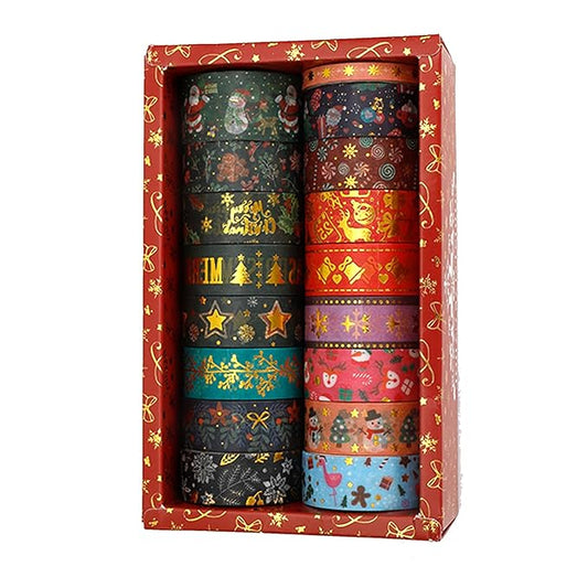 Christmas Washi Tape Set 17 Rolls Holiday Washi Tape for Journaling Decorative Tapes Christmas Duct Tapes Designs Gifts for Daughter Gifts for Friends Stocking Stuffer for Women