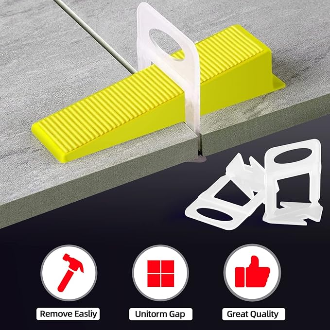 1/16” Tile Leveling System Spacers 4000 PCS Tile Leveling Clips Kit Prevent Tile lippage Leveler Spacers for DIY Professional Ceramic Tile and Stone Installation (1/16 IN, 4000)
