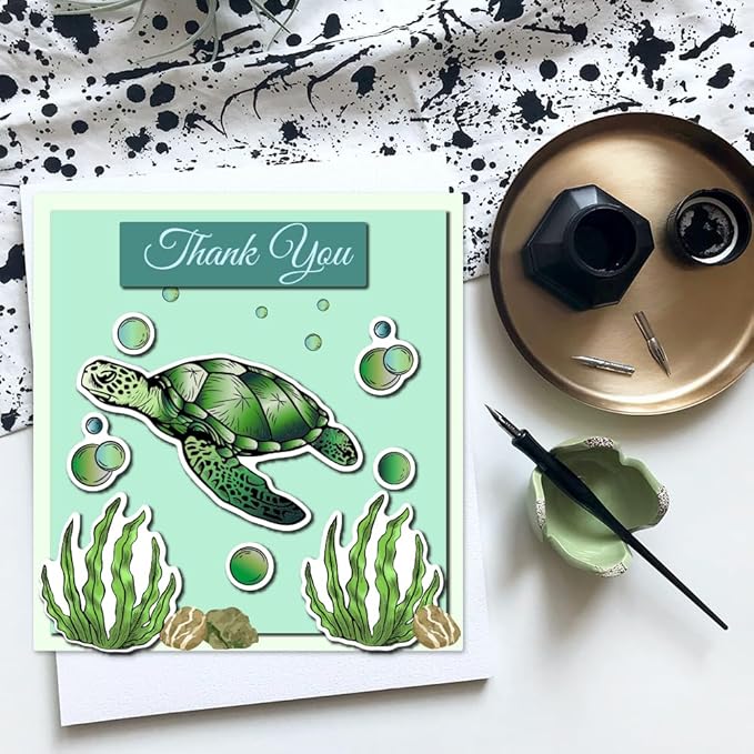 Summer Ocean Sea Turtle Clear Stamps for DIY Craft Turtle Clear Stamps for Card Making Decoration Marine Shell Starfish Animals Seahorse Transparent Silicone Seals Stamp Rubber Stamps Decor