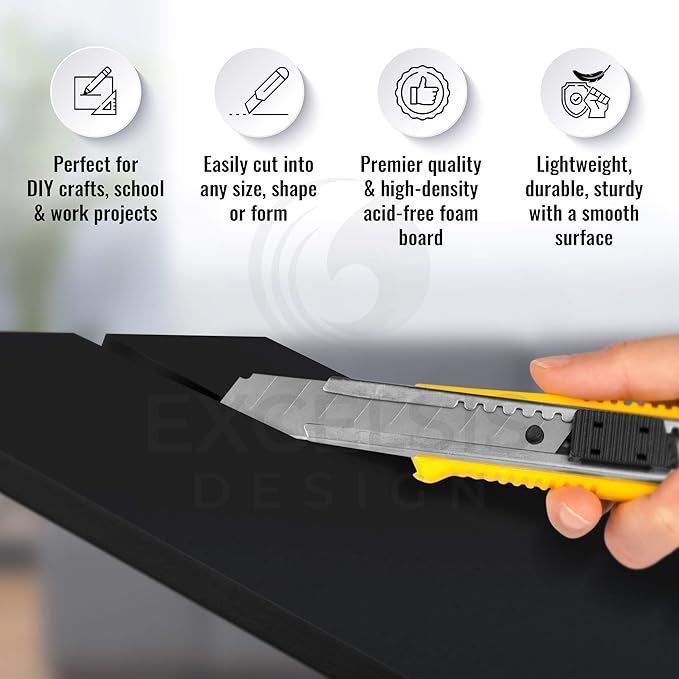 Black Foam Board 11.7 x 16.5 x 1/8" (3mm) Inch, 15 Pack Acid-Free Foam Core Poster Board Sheets for Art, Crafts, Presentation, Vision Board, Signboard, and Party Decorations