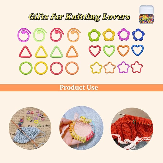 Metal Round Stitch Markers,Colorful Crochet Stitch Markers,Knitting Stitch Markers with Storage Case,Crochet Gift for Knitting Weaving Lovers (Round)
