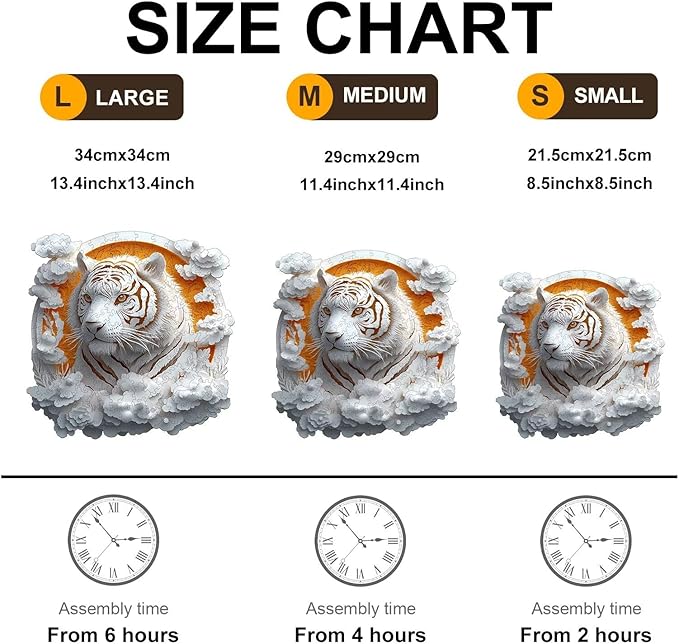 Wooden Puzzles Adults, 3D Paper Tiger Wooden Puzzles 200 Pieces, Unique Animal Shaped Wood Challenging Jigsaw Puzzles Gifts for Adults, 11.4x11.4in