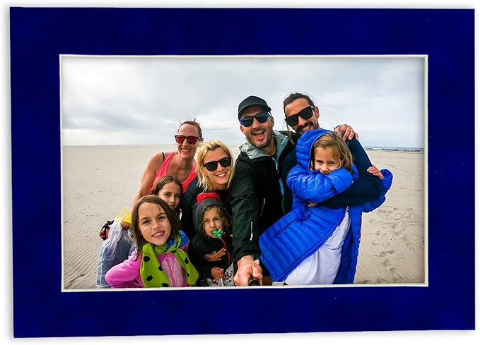 Pack of TEN 8x10 Mats Bevel Cut for 5x8 Photos - Acid Free Royal Blue Suede Precut Matboards For Pictures, Photos, Framing - 4-ply Thickness