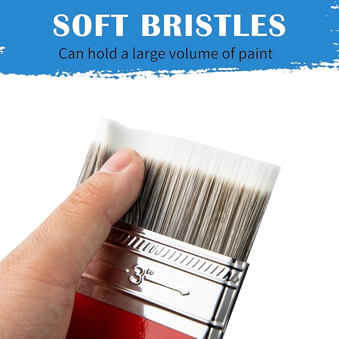 Falling in Art Flat Paddle Paint Brush with Long Handle, Large Scale Brush for Oil and Acrylic Paints, 1 Inch