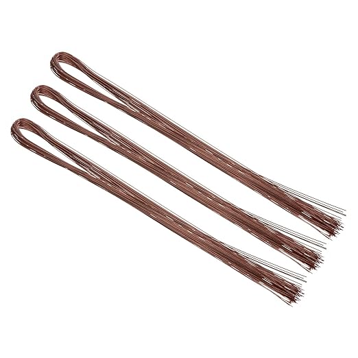 PATIKIL 32 Inch 22 Gauge Floral Stem Wire, 3 Pack/120 Pieces Bouquet Stem Paper Wrapped for DIY Crafts Flower Arrangements, Coffee