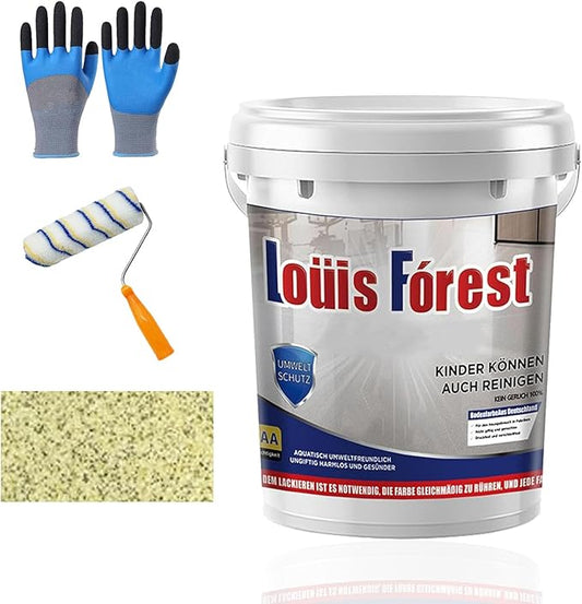 Louis Forest Epoxy Floor Paint, High-Gloss Marble Effect Coating, Epoxy Colored Sand Floor Paint, Wear-Resistant and Non-Slip for Indoor Outdoor (0.5KG-Lemon yellow)