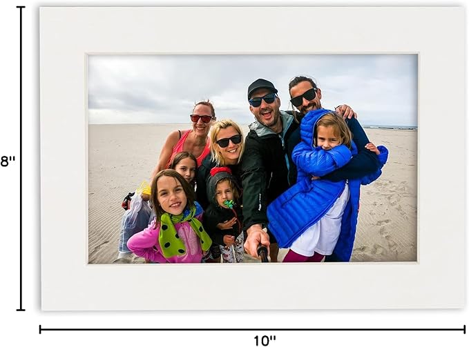 Pack of TEN 8x10 Mats Bevel Cut for 5x8 Photos - Acid Free Textured White Precut Matboards For Pictures, Photos, Framing - 4-ply Thickness