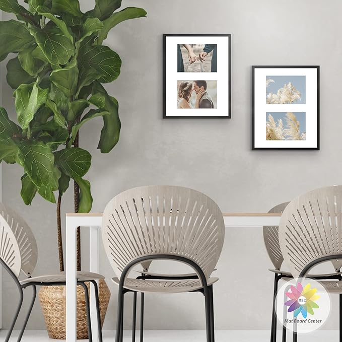 Mat Board Center, Pack of 5, Photo Picture Mats - Acid Free, 4-ply Thickness, White Core - for Pictures, Photos, Framing (11x14 for 2-5x7 White)