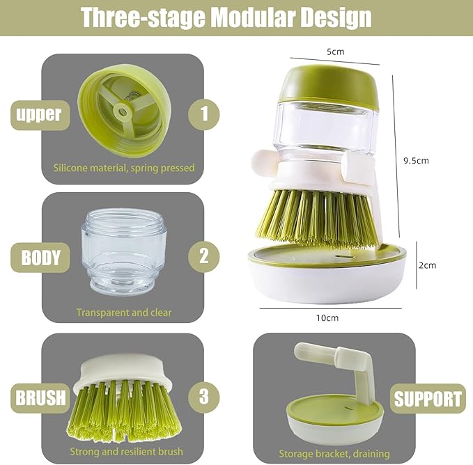 Palm Brush Refills, Dish Brush Replacement Head, 4 Pack