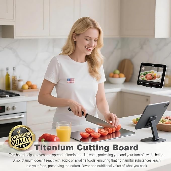 Titanium Cutting Board, Double Sided 2025 New Titanium Cutting Boards for Kitchen, Non Toxic Non Slip, Chopping Board, Dishwasher Safe, Easy to Clean (18''L x 12''W)